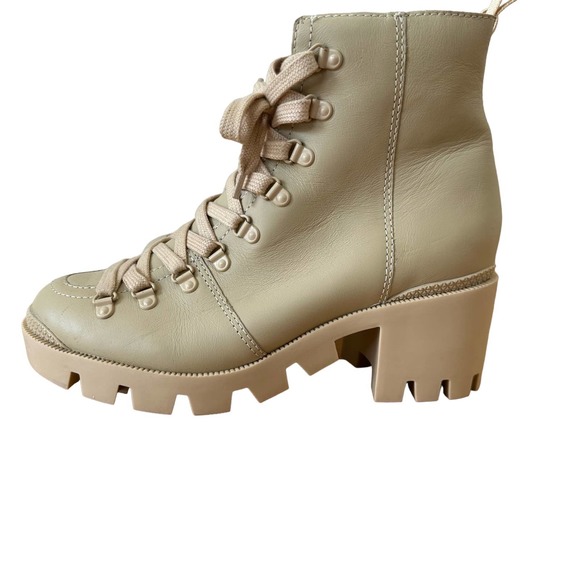 Schutz Xayane Womens Boot Lace up Combat Style Block Heel Almond Cream Size 8B - Picture 2 of 11